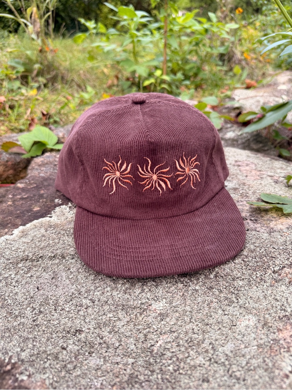 Billabong Corduroy Cap with Orange Sun Embroidery - Brown